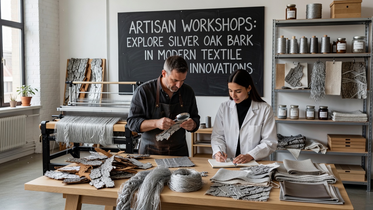 Workshop participants applying silver oak bark dye to fabric samples with natural mordants
